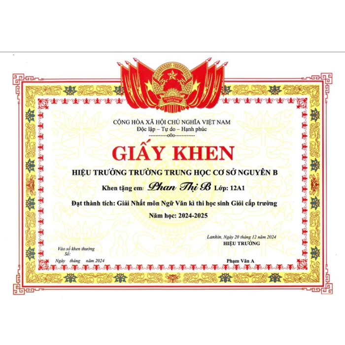 In Bằng khen,giấy khen A4